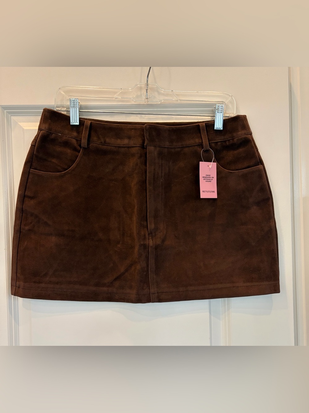 PrettyLittleThing Chocolate Brown Faux Suede Mini Skirt